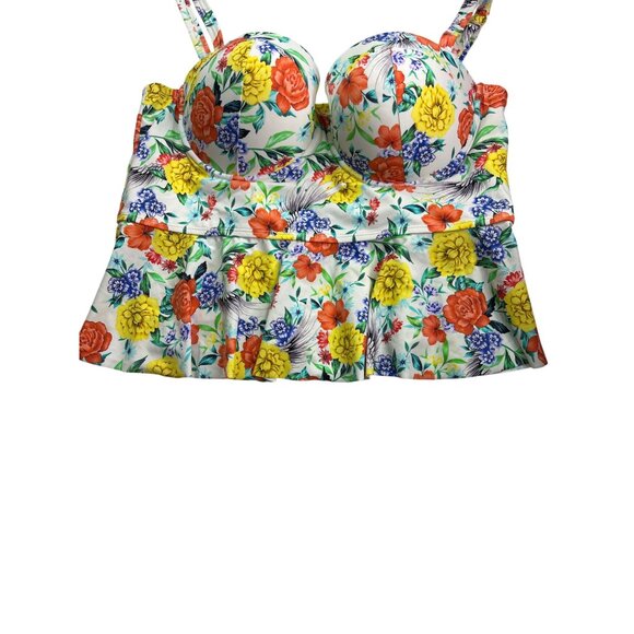 Torrid Underwire Push-Up Peplum Tankini Swim Top Size 3 (3X) Floral - Picture 3 of 7